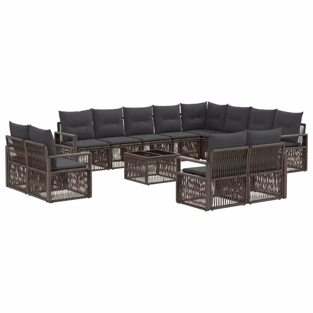 Set Divano da Giardino a Forma a U vidaXL Grigio con Tavolino e Cuscini in Polyrattan e Acciaio – 2