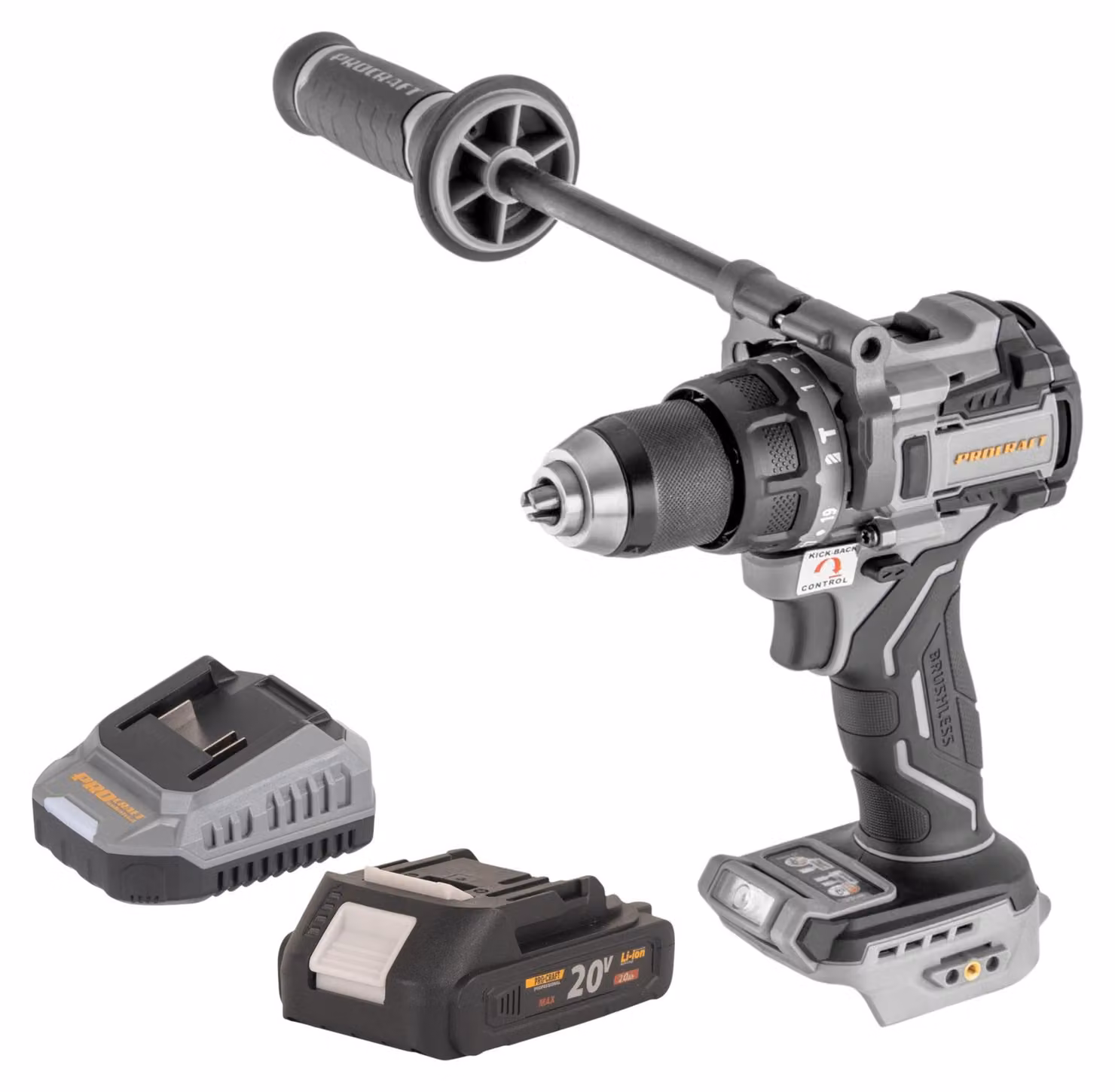 ProCraft Industrial CD20C-BB Trapano avvitatore a percussione a batteria 20 V 120 Nm Brushless + 1x batteria 2,0 Ah + caricabatterie