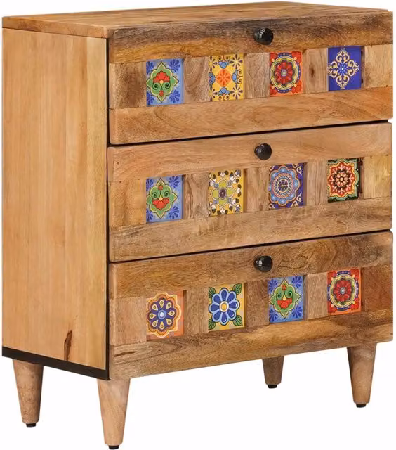 Comodino | Armadio da Notte | Mobiletto da notte con cassetto Naturale 50 x 33 x 62 cm