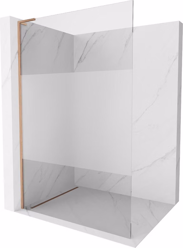 Mexen Kioto L Pannello doccia Walk-in 90 x 200 cm, trasparente/satinato, rame spazzolato - 800-090-103-65-35