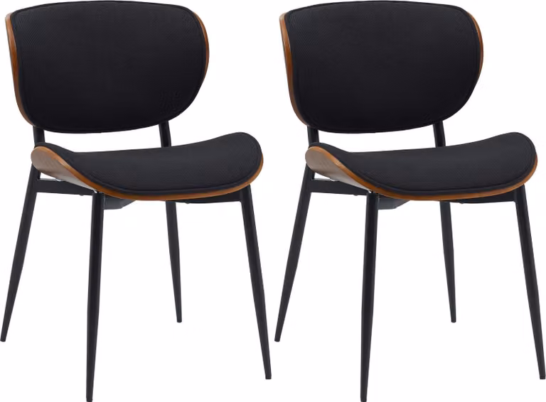Set di 2 sedie da pranzo Enid - Pelle finta - noce/nero