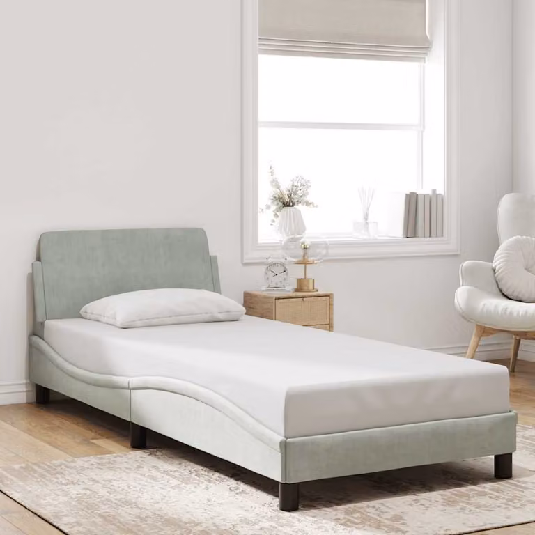 vidaXL Giroletto Dover Grigio Chiaro in Velluto L/P/H: 90 x 190 cm