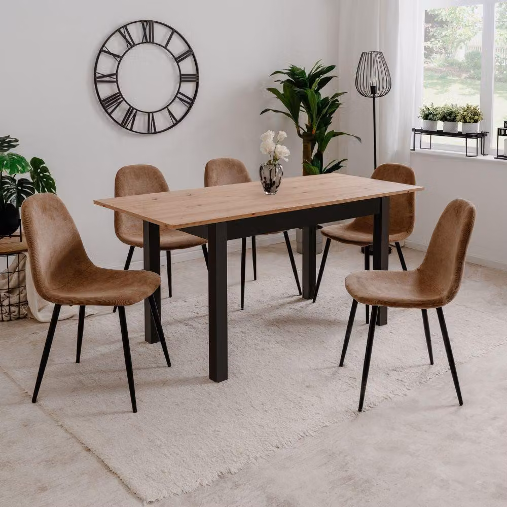 Tavolo rettangolare allungabile rovere e nero Coburg120 120x70x76,5