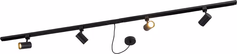 QAZQA - Sistema di binari moderno monofase I Faretto I Faretto da soffitto I Proiettore da soffitto I Proiettore nero con barra a 4 luci I Faretto I Faretto da soffitto I Proiettore da soffitto I Proiettore I Lampada I Apparecchio di illuminazione