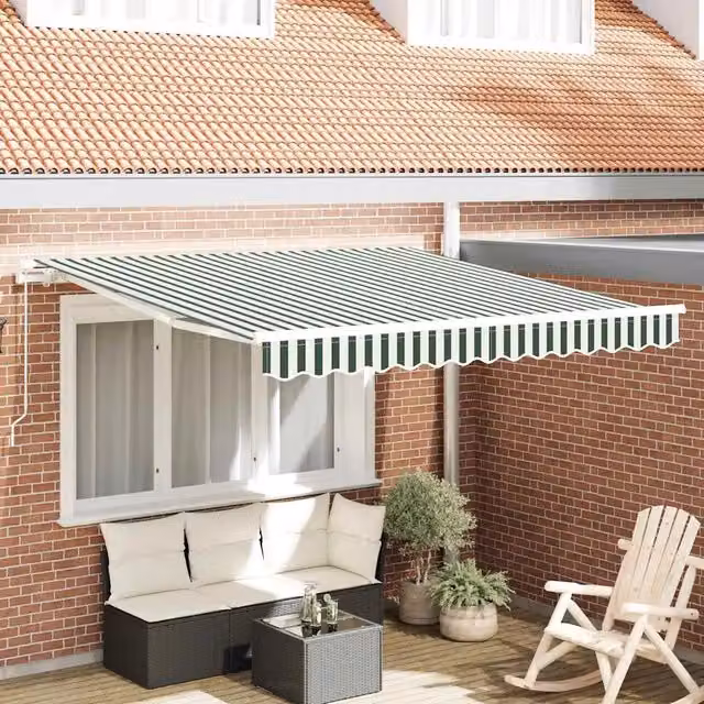 Tenda da Sole-Tenda parasole per Patio Verde e Bianco 300 x 250 x 165 cm Poliestere 105049