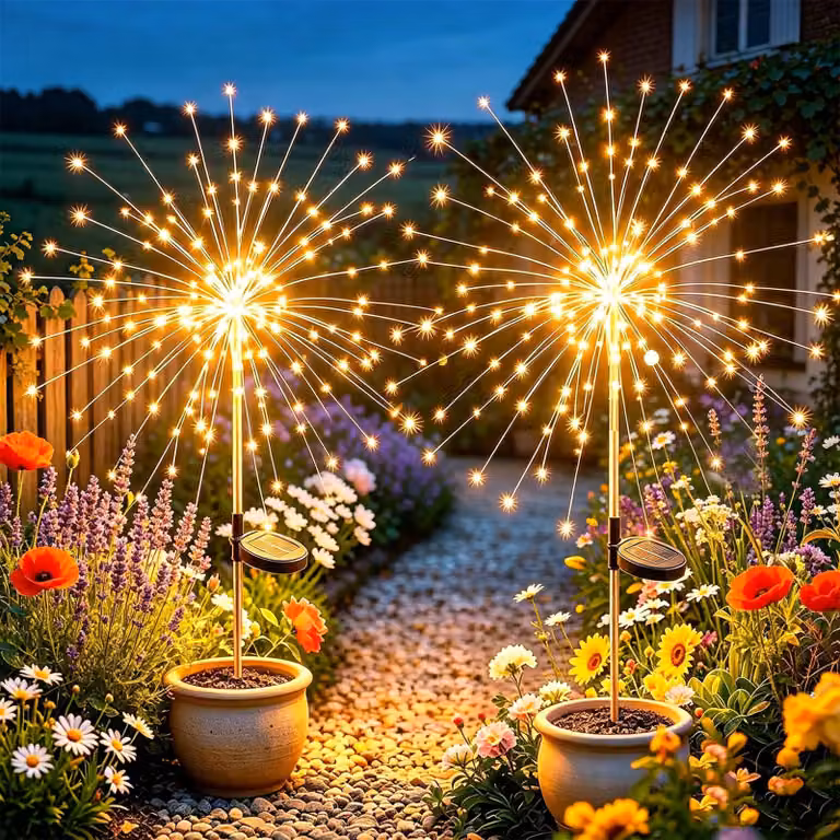 Lampade solari per esterni, ideali per il giardino, confezione da 2, con 120 LED