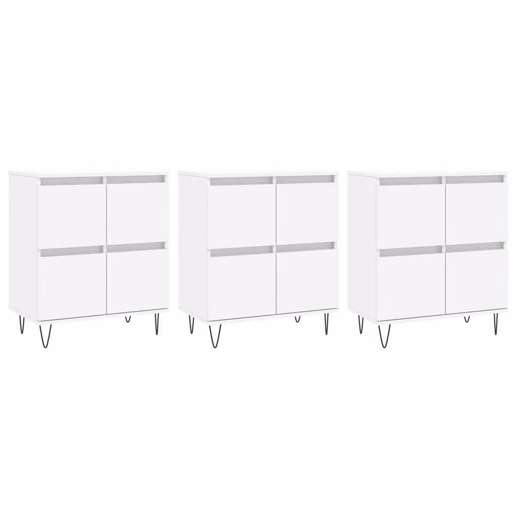 Credenze 3 pz Bianco in Legno Multistrato