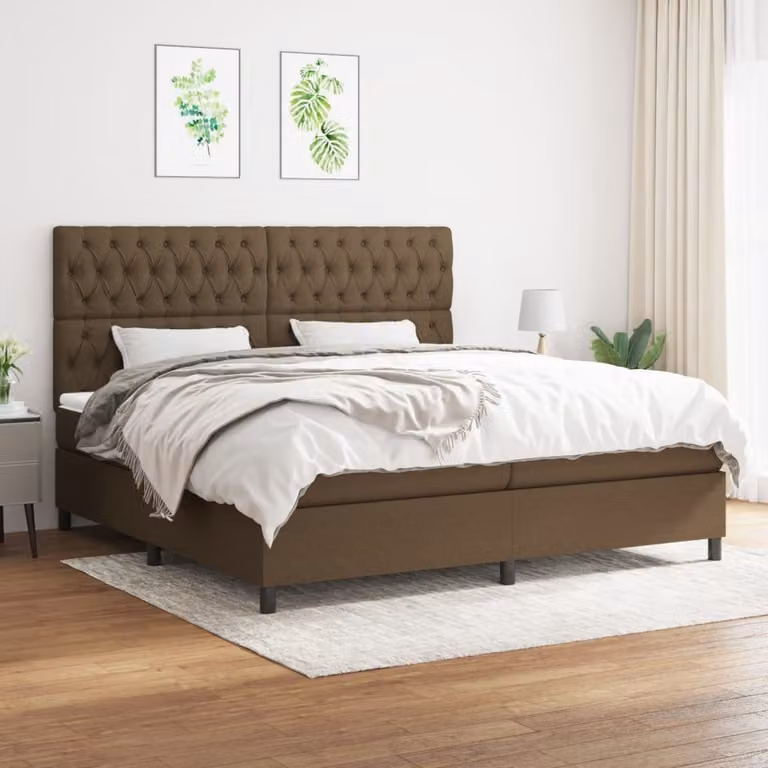 Maison Exclusive - Giroletto a Molle con Materasso Marrone Scuro 200x200cm Tessuto