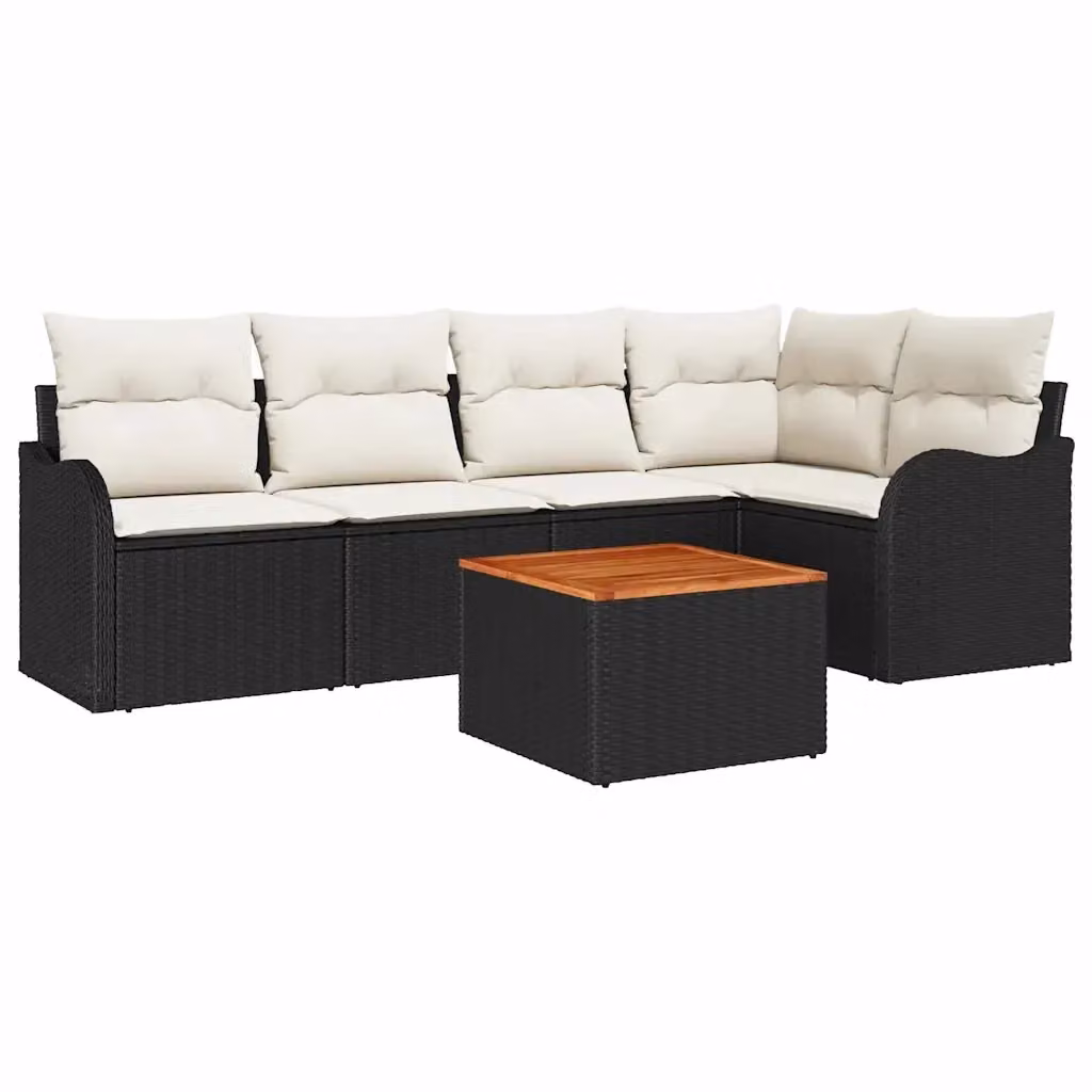 Set Divano da Giardino a L vidaXL in Polyrattan Nero con Cuscini e Tavolino da 6 Pezzi – 2
