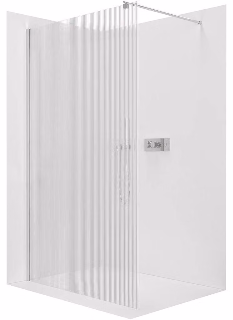 Pannello doccia walk-in Onyx Round, destro/sinistro - 8 mm - montante rotondo - cromo, vetro smerigliato - 160x200 cm