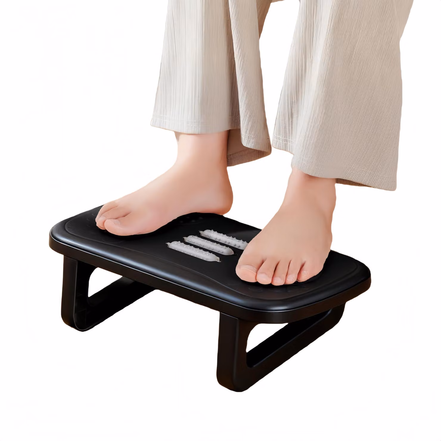 Poggiapiedi ergonomico da posizionare sotto la scrivania, con funzione massaggio, antiscivolo, per alleviare dolori a gambe, ginocchia e schiena