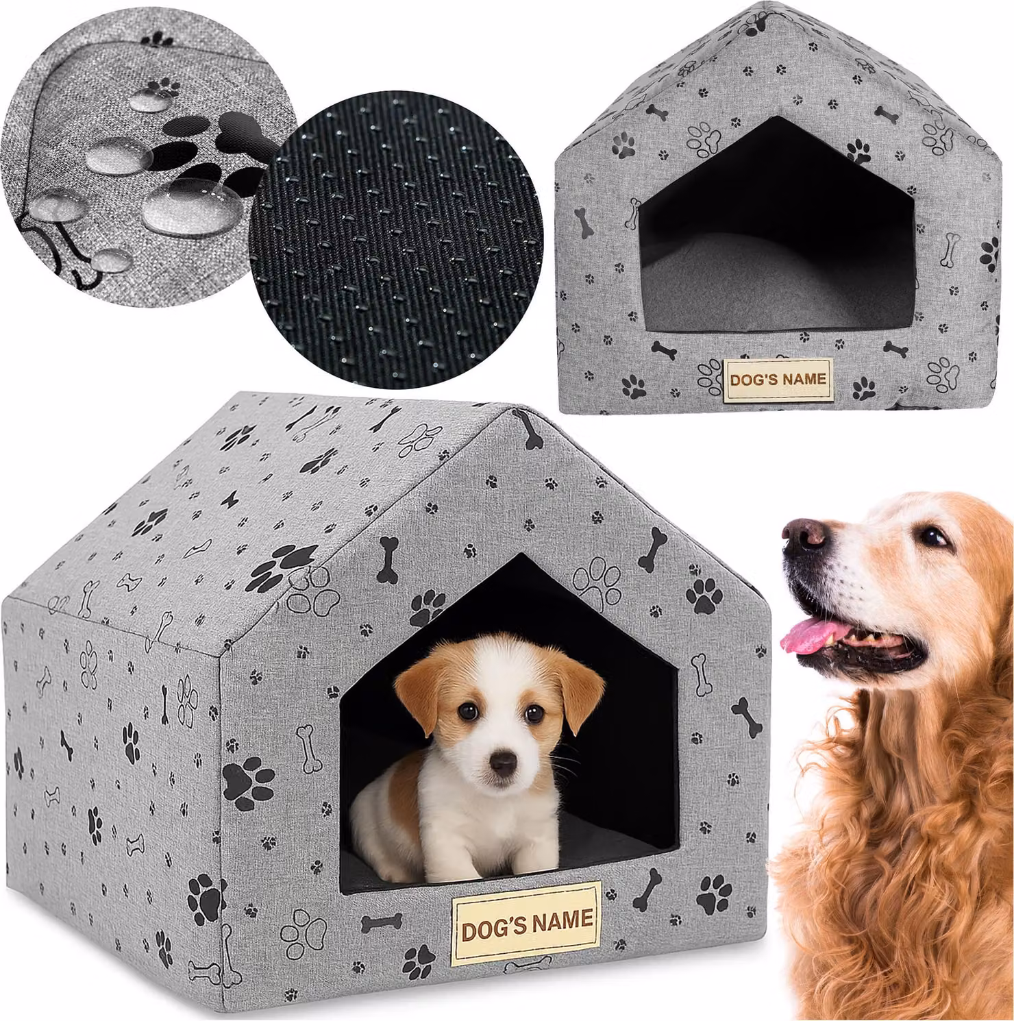 Casetta per cani 50x40x38 cm grigio Letto per cani, lettino per cani Divano per cani Posto per dormire