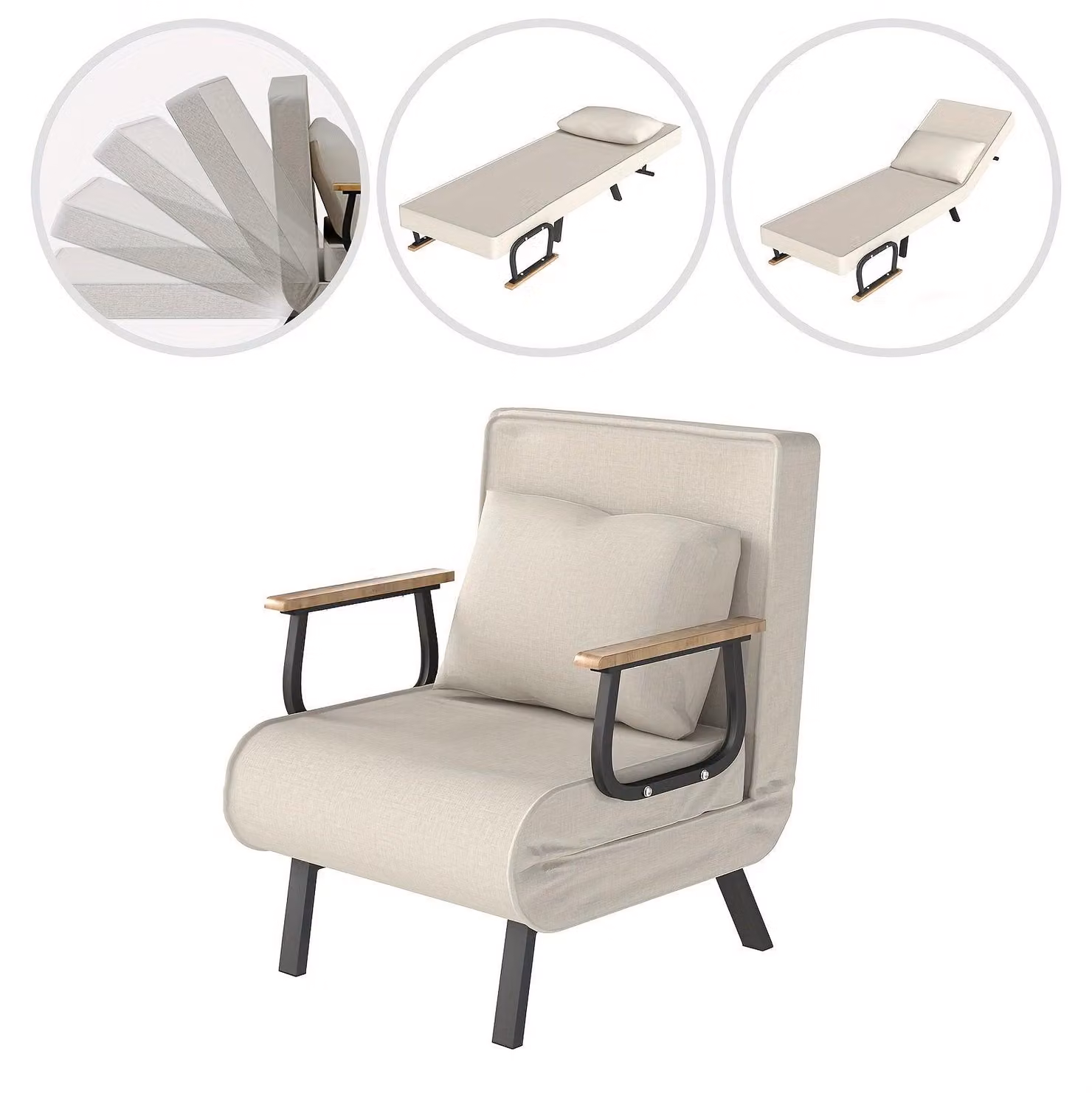 Divano letto - Letto a scomparsa - Divano - Poltrona letto - Letto per ospiti - 5 funzioni in 1 - Cuscini in memory foam
