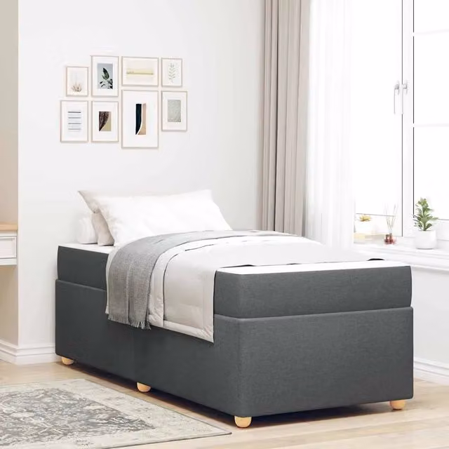 Struttura del letto-Giroletto Grigio scuro 90 x 190 cm Tessuto 615580