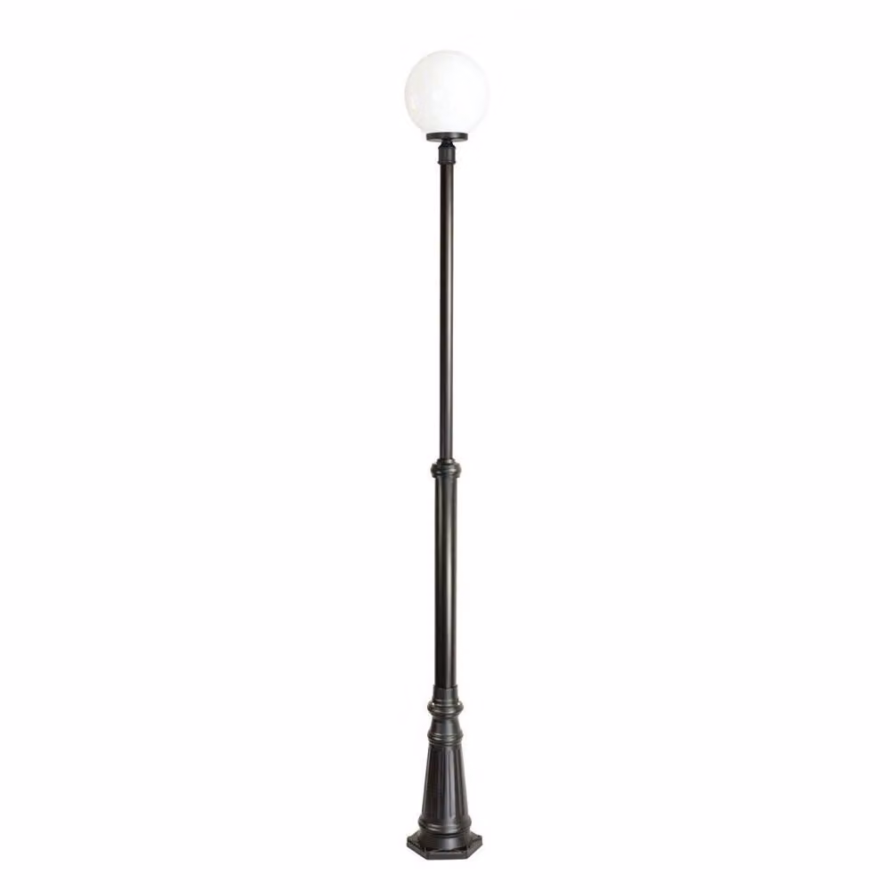 Lanterna da giardino 275 cm sfera bianca o fumé 30 cm 1xE27 nero IP43 SU-MA KULE OGMWN 1 300