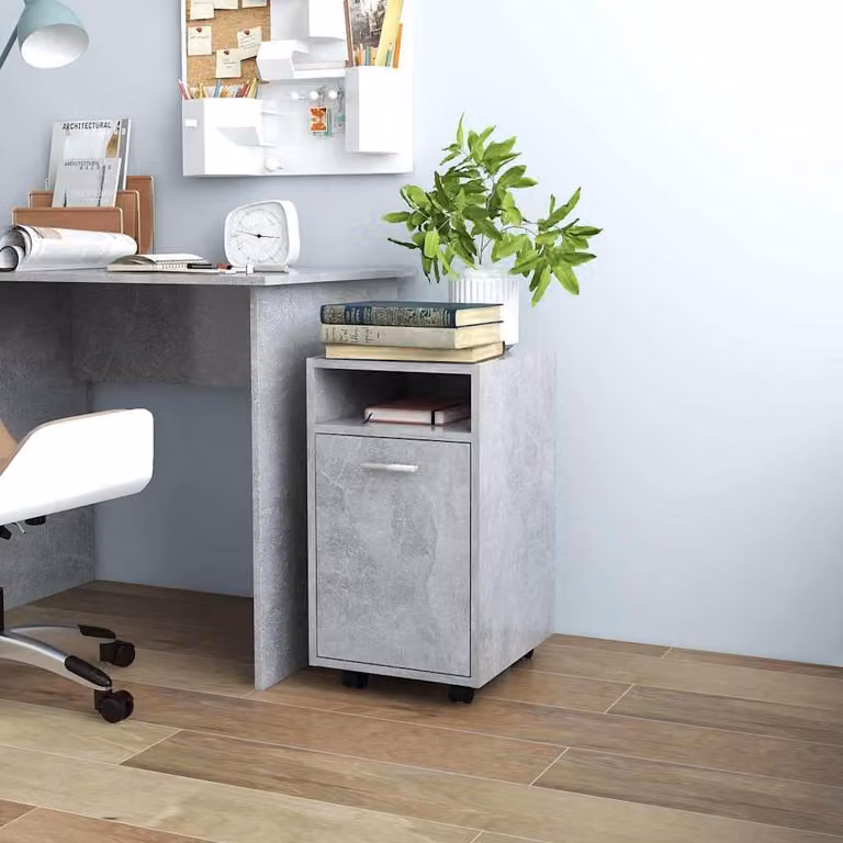 Credenza con ruote vidaXL in legno multistrato e MDF, colore grigio, L/P/H: 33 x 38 x 60 cm