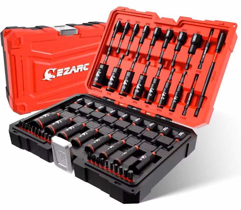 Set di 55 pezzi con cacciaviti, chiavi in acciaio CRV, punte S2 e utensile per dadi a farfalla – Set di cacciaviti a percussione magnetici con custodia