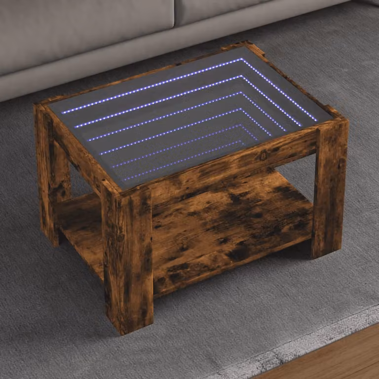vidaXL Tavolino da salotto in legno Rovere Fumo con LED, L 73 cm x P 53 cm x H 45 cm