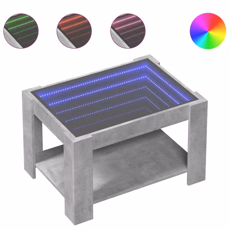 Tavolino Salotto con LED Grigio Cemento 73x53x45 cm Multistrato