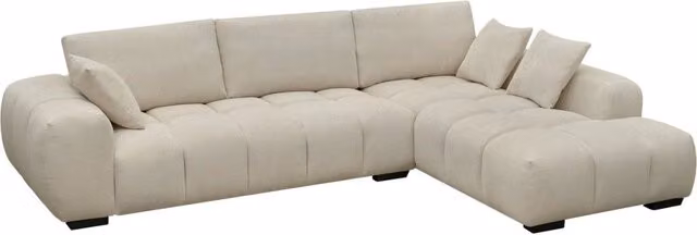 Divano angolare Monceau Habitat in tessuto beige con struttura in legno massello e cuscini decorativi, L 207 x P 103 x H 82 cm