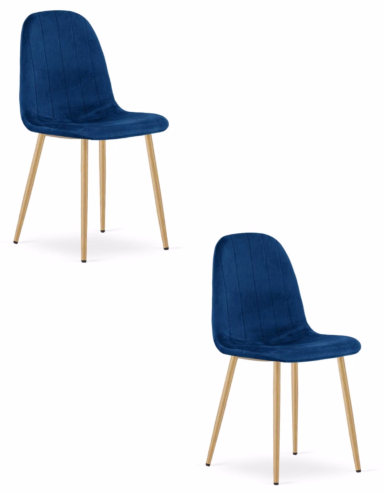 Sedia - Leobert - Padva - Velluto blu navy/gambe in rovere - 44,5 x 53 x 87 cm - Set da 2