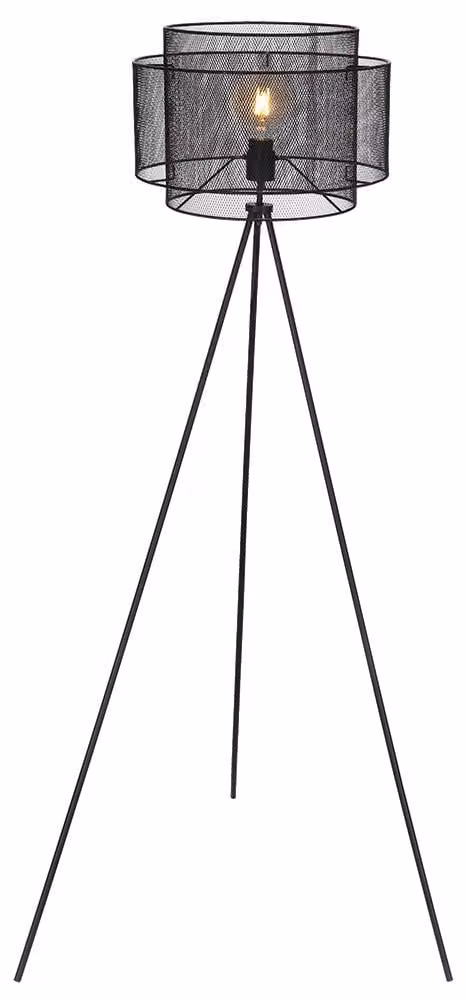 Lampada da terra a LED RGB, con base a treppiede, interruttore, finitura nera opaca, altezza 150 cm