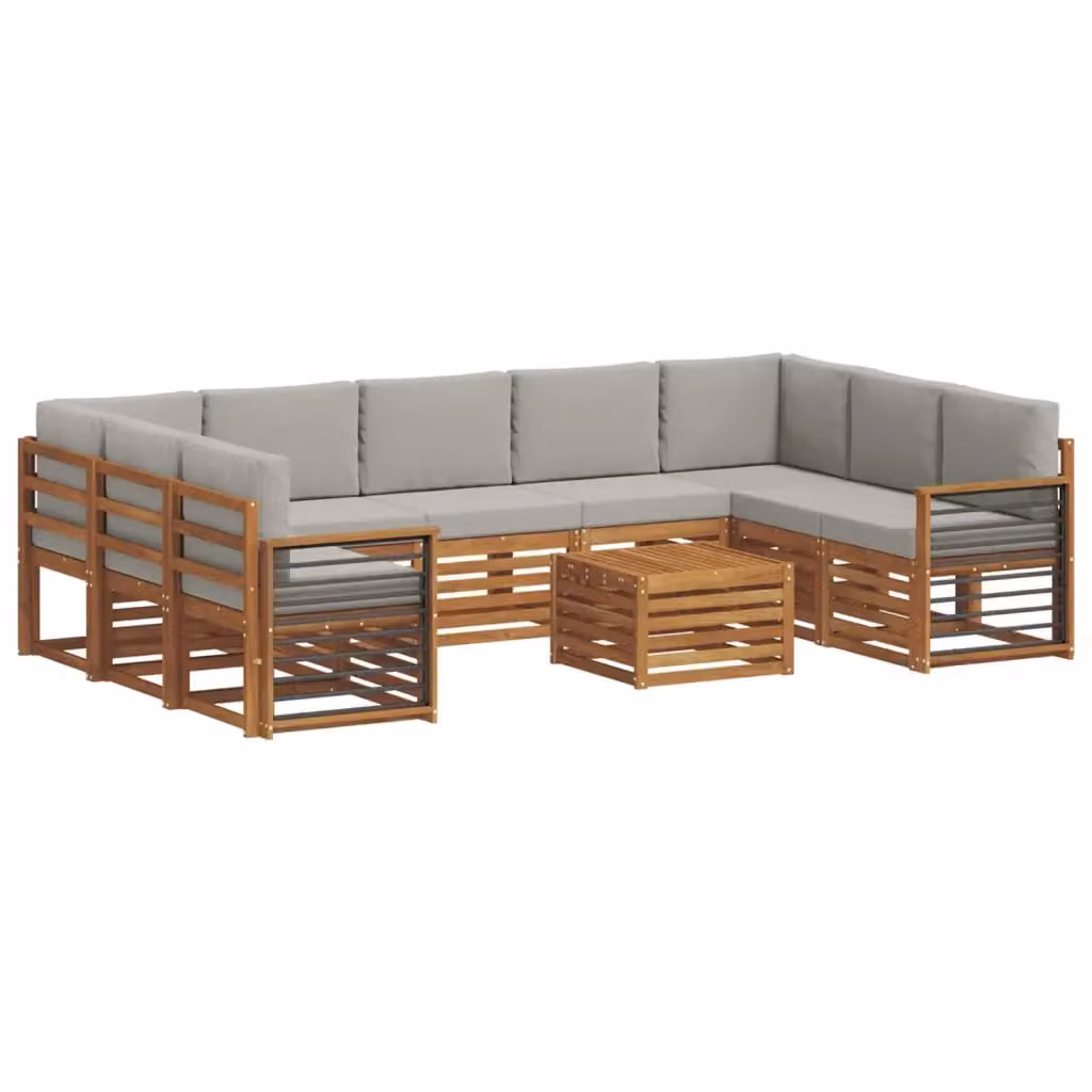 Set di divani da esterno vidaXL in legno di acacia con cuscini beige e grigio – 2