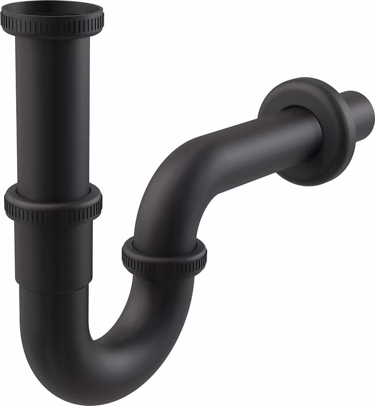 alcadrain Röhrengeruchverschluss „U“ für die Waschbecken DN32 mit einer Überwurfmutter 5/4", Schwarz-Matt