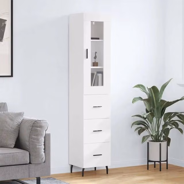 Mobile a muro moderno vidaXL bianco con ante a battente e ripiani interni L: 34,5 cm, P: 34 cm, H: 180 cm