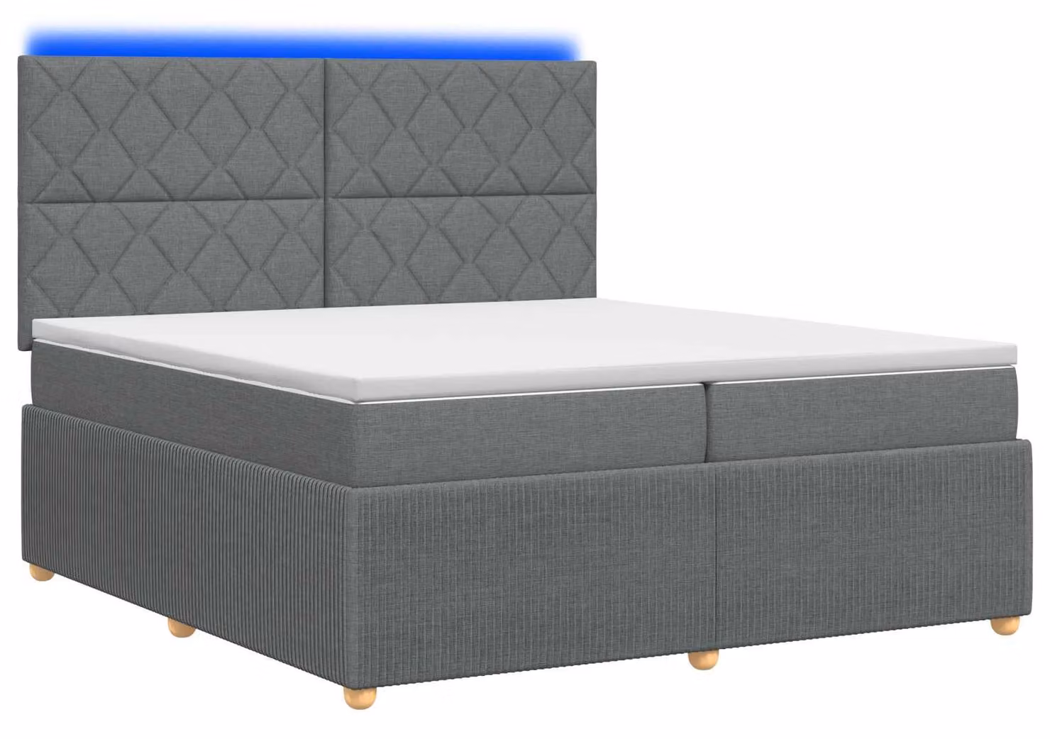 Letto boxspring LED con materasso grigio scuro 200 x 200 cm tessuto