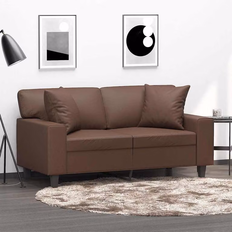 Set di 2 cuscini decorativi quadrati vidaXL in similpelle marrone, L 40 x P 40 cm