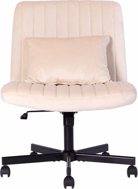 Sedia da ufficio girevole moderna in tessuto beige con ruote e altezza regolabile