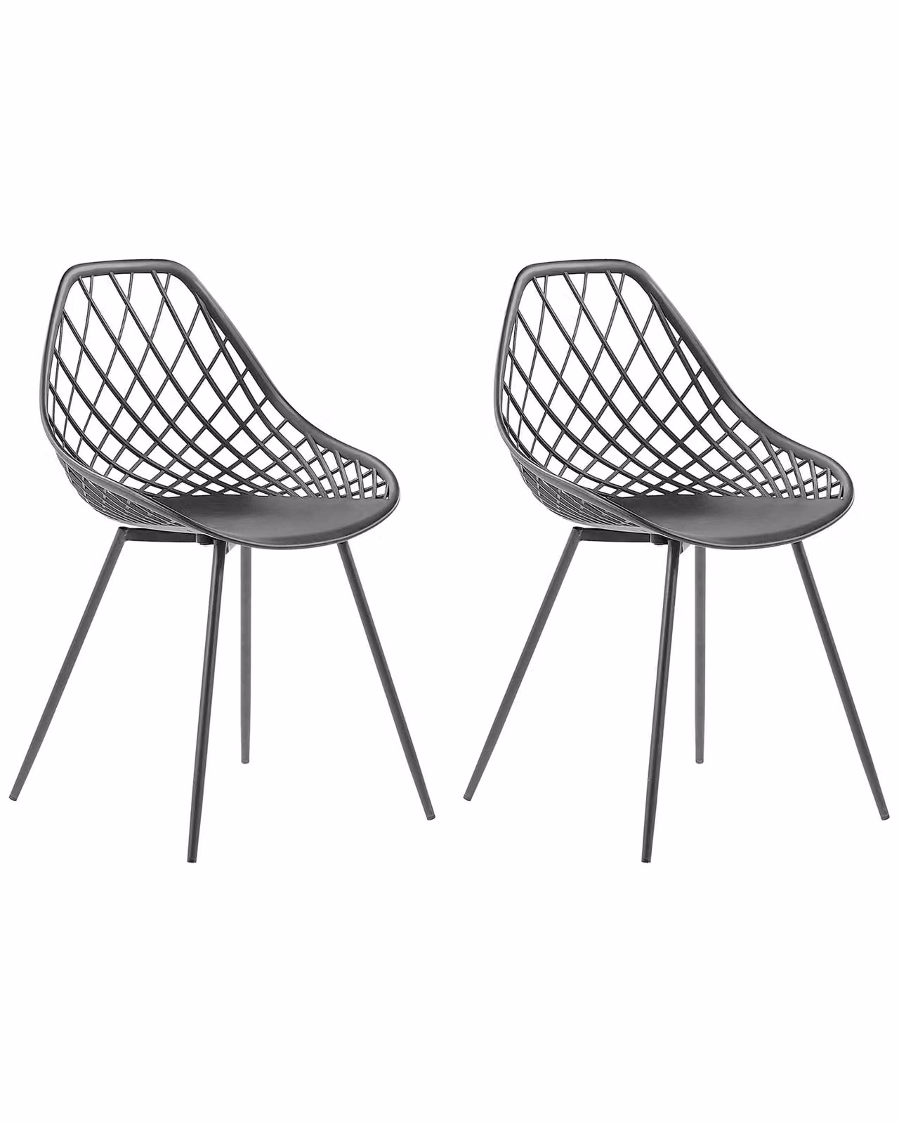 BELIANI Set di 2 sedie da pranzo Seduta in materiale sintetico nero Gambe in metallo nero Design a rete Schienale moderno Scandinavo