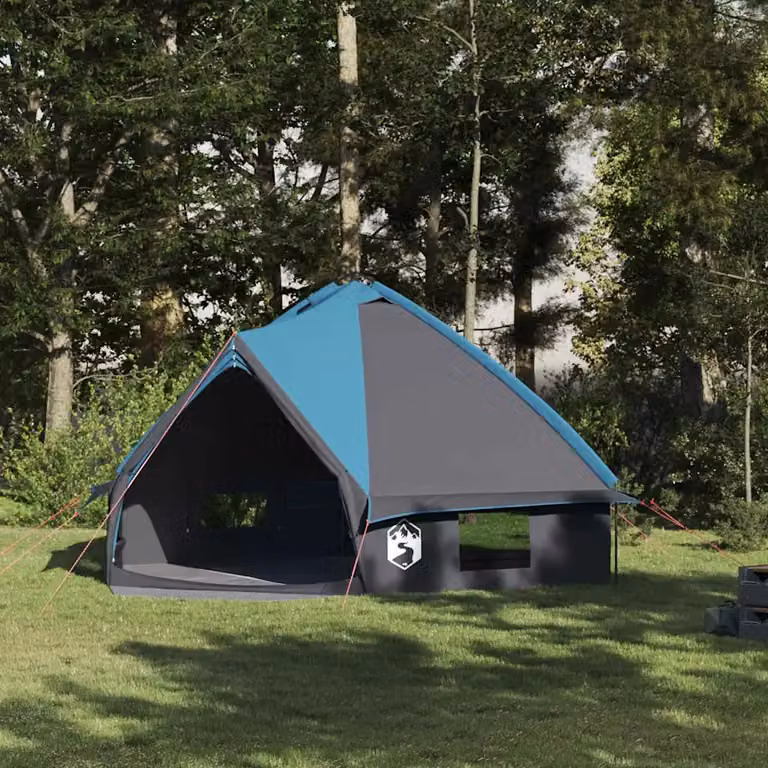 Tenda Teepee vidaXL per 8 persone in poliestere, Blu e Grigio