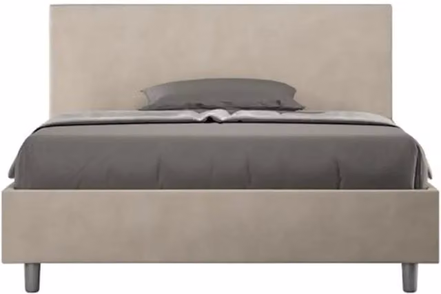 Letto matrimoniale francese senza rete imbottito 140x210 microfibra sabbia Adele
