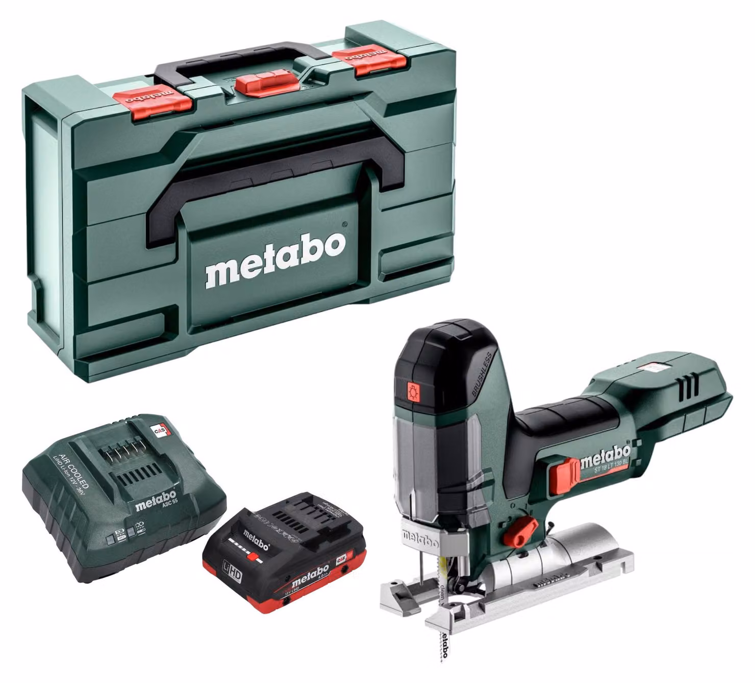 Metabo ST 18 LT 130 BL seghetto alternativo a batteria 18 V 130 mm senza spazzole + 1x batteria LiHD 4,0 Ah + caricatore + metabox