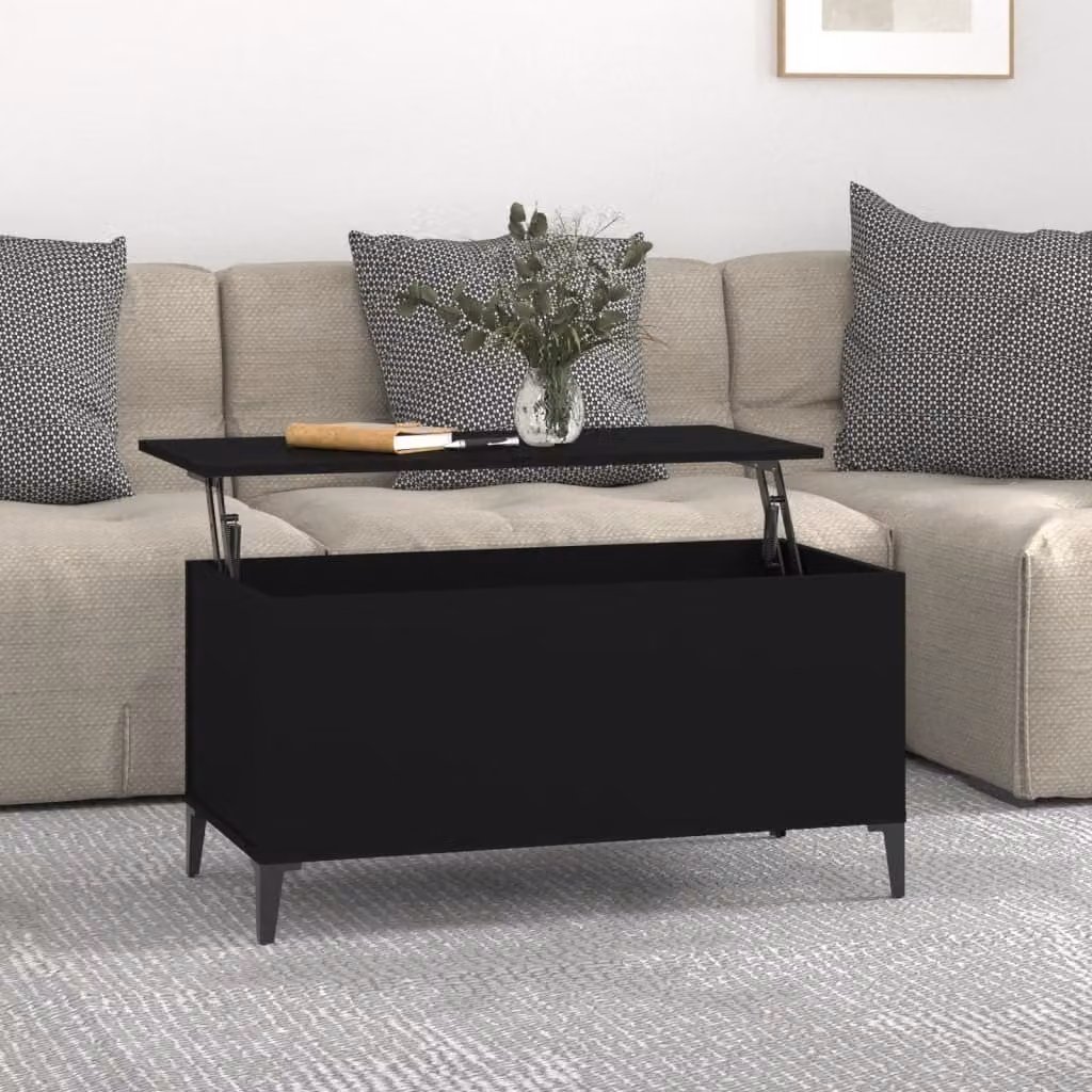 Tavolino The Living Store nero 90x44,5x45 cm in materiale ligneo