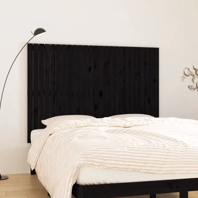 Testiera da parete VIDAXL in legno massello di pino nero opaco L: 159,5 cm, P: 3 cm, H: 110 cm