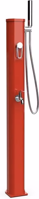 Mini Doccia Solare da Giardino GIORDANOSHOP con Miscelatore Lavapiedi e Doccetta in Terracotta Rossa e Alluminio 20L