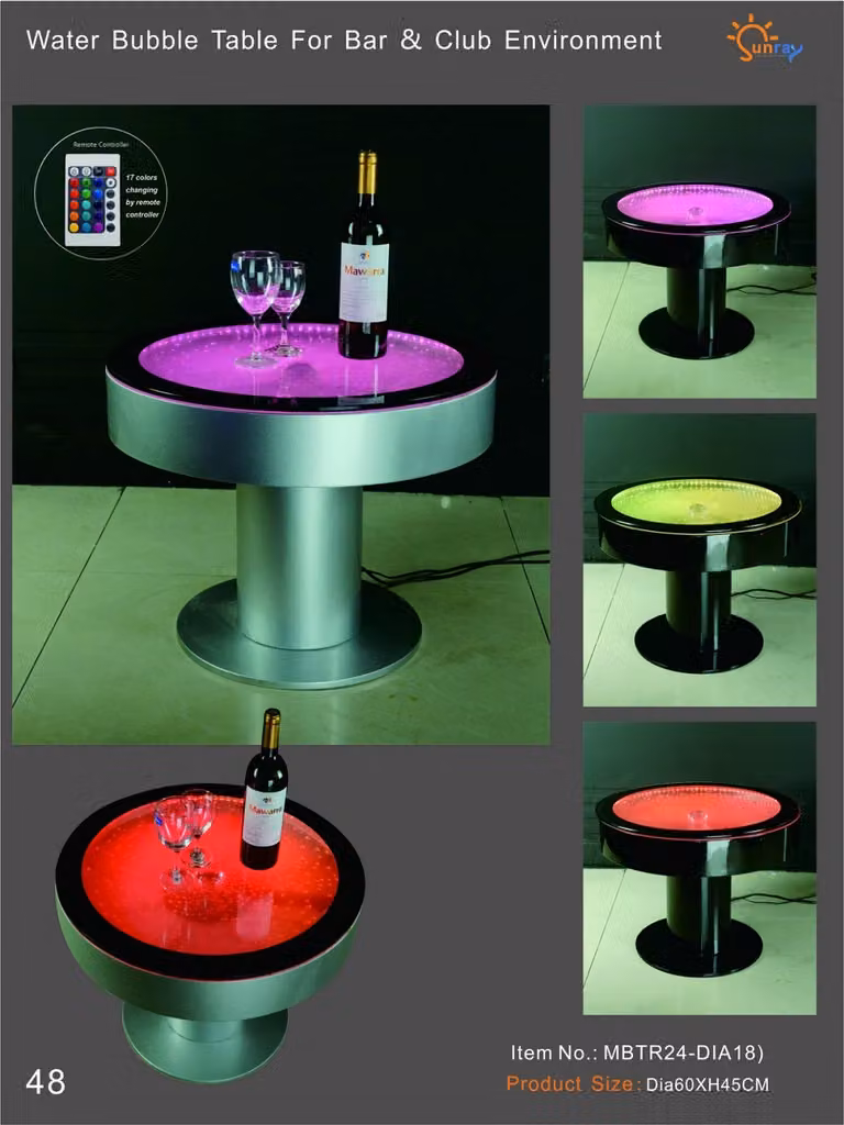 Design Tisch Couchtisch Wasser Säulen Säule Sofa Tische LED Beleuchtet Water
