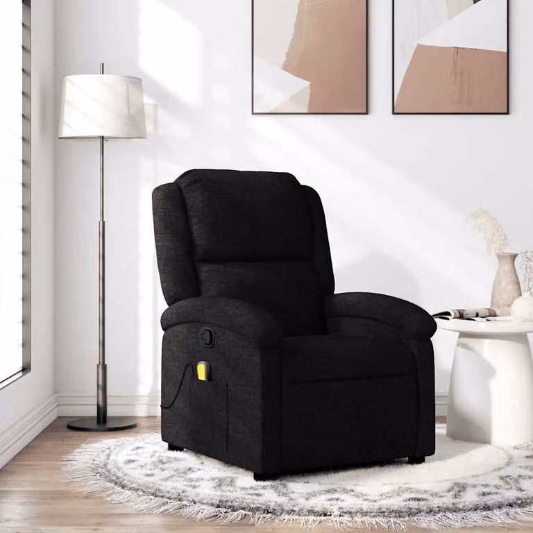 vidaXL Poltrona Reclinabile Relax Moderna in Tessuto Nero con Braccioli