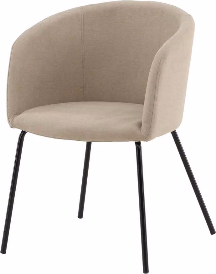 FURNLUX Sedia da sala da pranzo Berit Beige Und Black 55cm / Hauptfarbe: Beige / Dimensioni: 55 x 55 x 78 cm