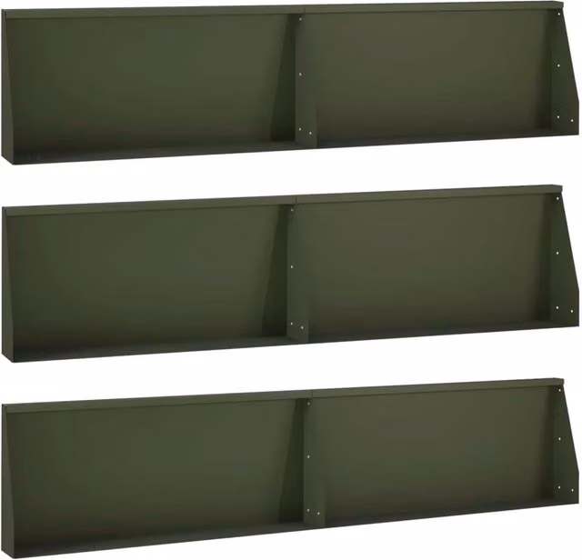 Muro di contenimento 6 pz 100 x 12 x 30 cm Acciaio Verde Oliva 3449117