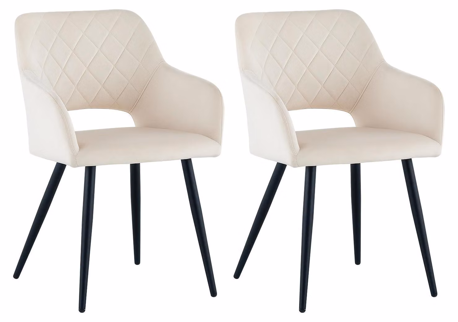 Set di sedie da pranzo – Sedie a conca – Rivestimento in velluto morbido con gambe in metallo