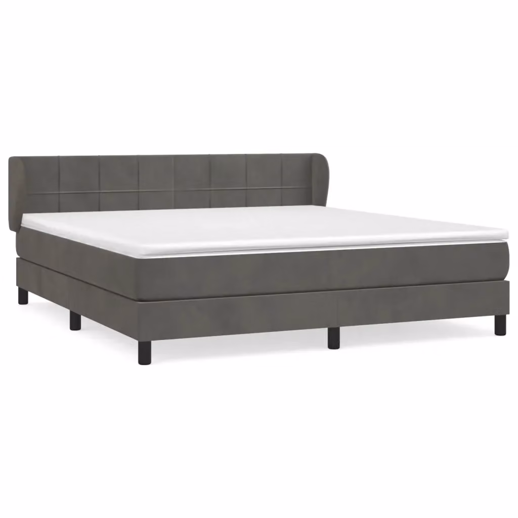 Letto a Molle Ibrido vidaXL con Materasso in Velluto Grigio e Bianco L/P: 160 x 200 cm – 2