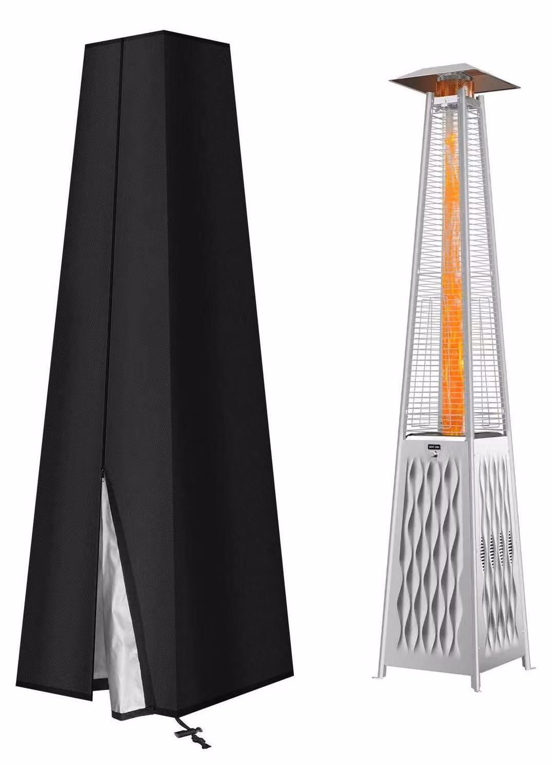 Copertura per radiatore elettrico, forma trapezoidale, dimensioni 221x61x53 cm, impermeabile, resistente al vento, resistente ai raggi UV, tessuto Oxford 210D, colore nero