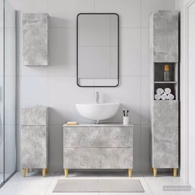 Set di Mobili da Bagno da 4 Pezzi DELFT Grigio Cemento 3417948