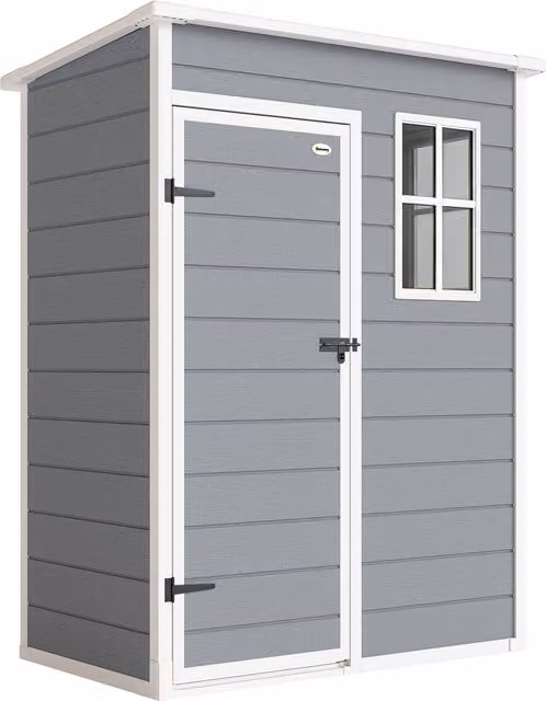 Casetta da Giardino Outsunny con Porta Bloccabile, Finestra e Presa d'Aria, Capanno Porta Attrezzi Grigio, L 151 x P 92 x H 193 cm