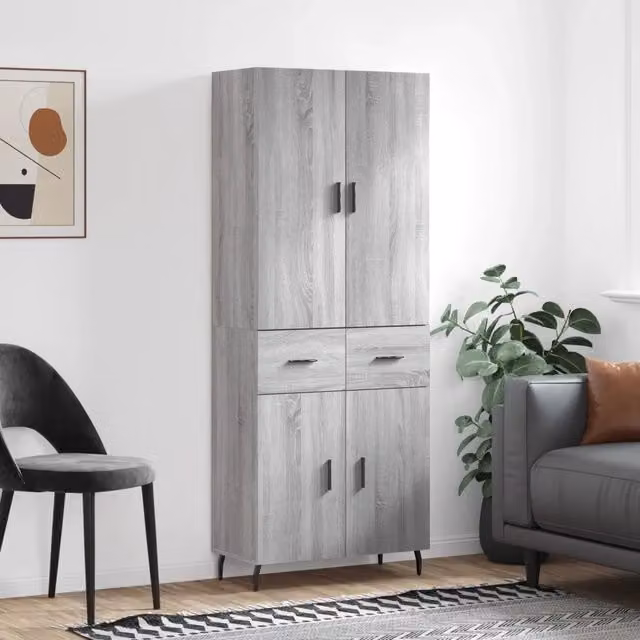 Credenza Grigio Sonoma 69,5x34x180 cm in Legno Multistrato 3198167