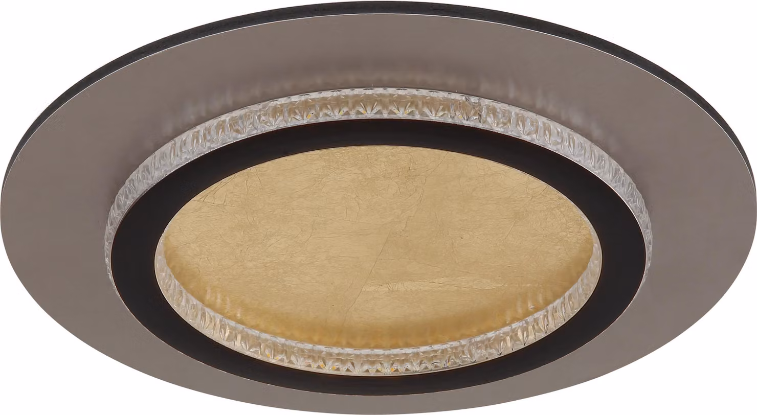Plafoniera LED, cristalli, oro, nero, CCT, P 35 cm